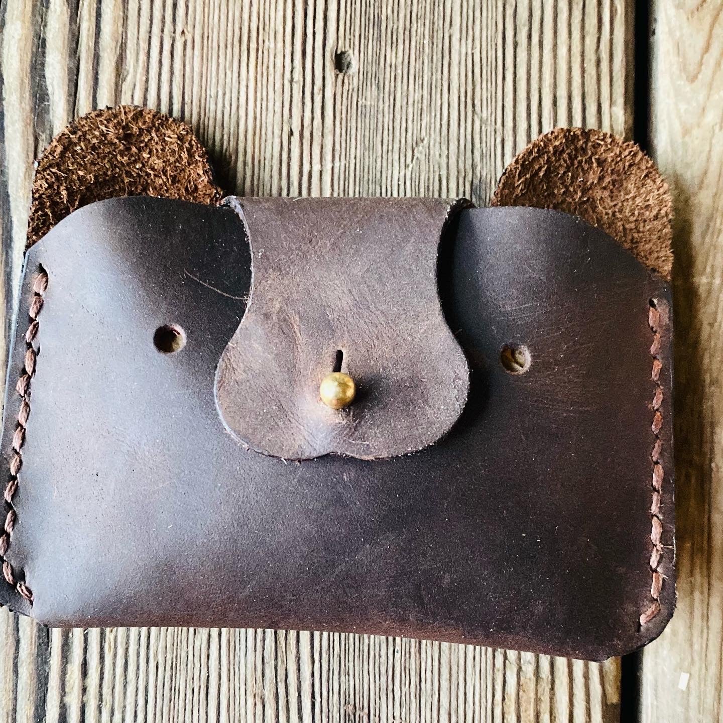 boys and girls leather wallet, leather, colorful, bear, santa Barbara, Califonia, made by Chaio Leather Goods