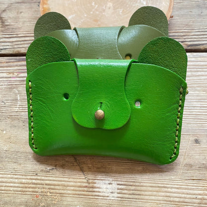 Small leather Bear Wallet for children brown suede, children, Handmade, leather, mulit-function, wallet Chaio -Apparel & Accessories