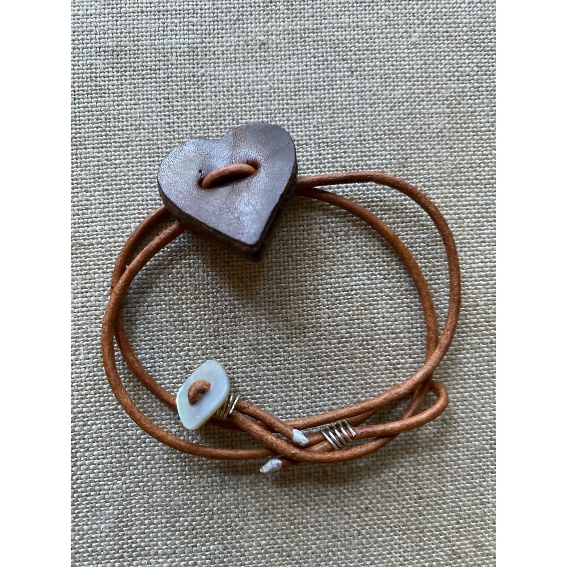 Leather Heart Bracelet California, Classic, Coastal, custom, gem stones, jewelry, Montecito, unique, unisex Chaio Leather Goods -