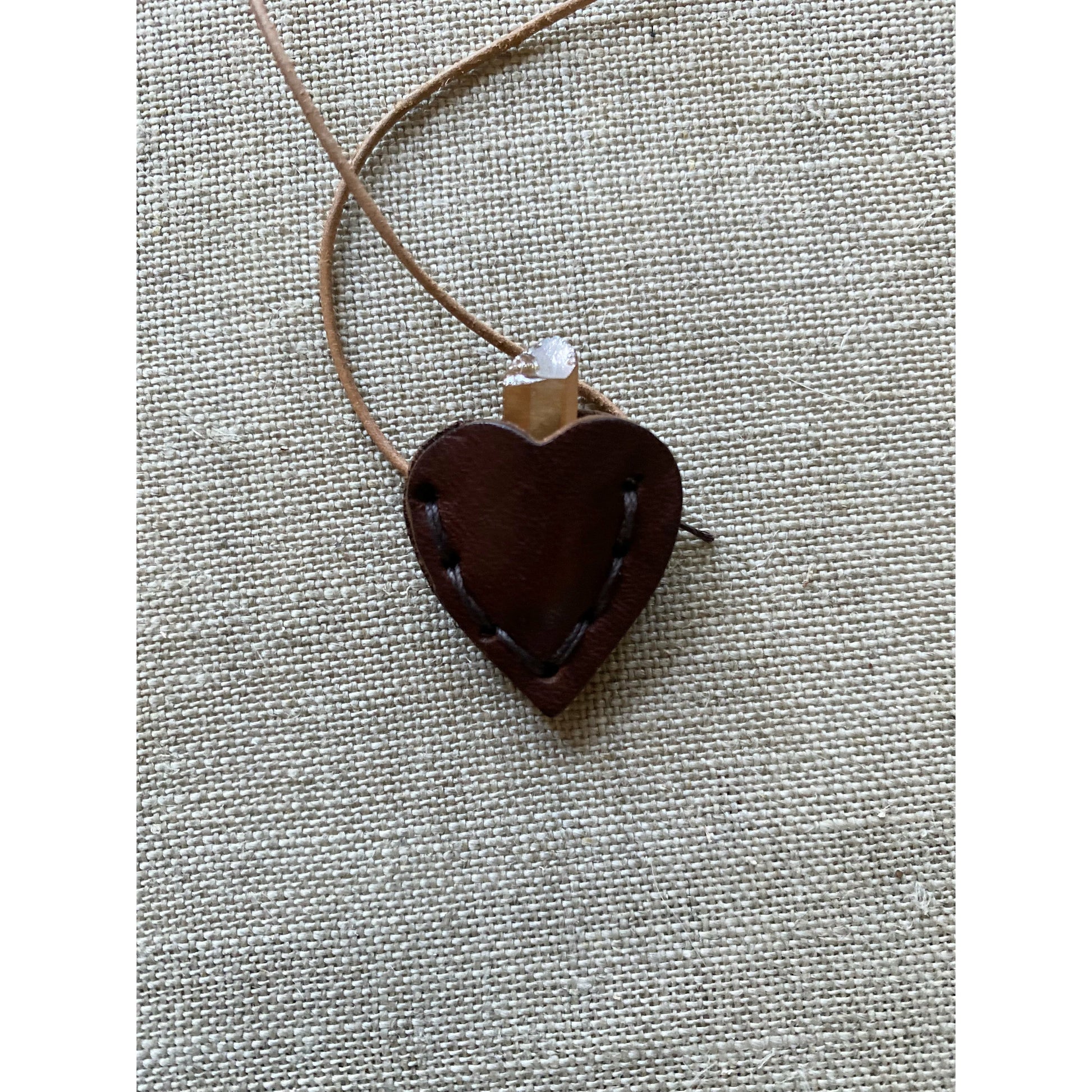 Leather totem necklace with tangerine stone  The Merchant Studio LLC -