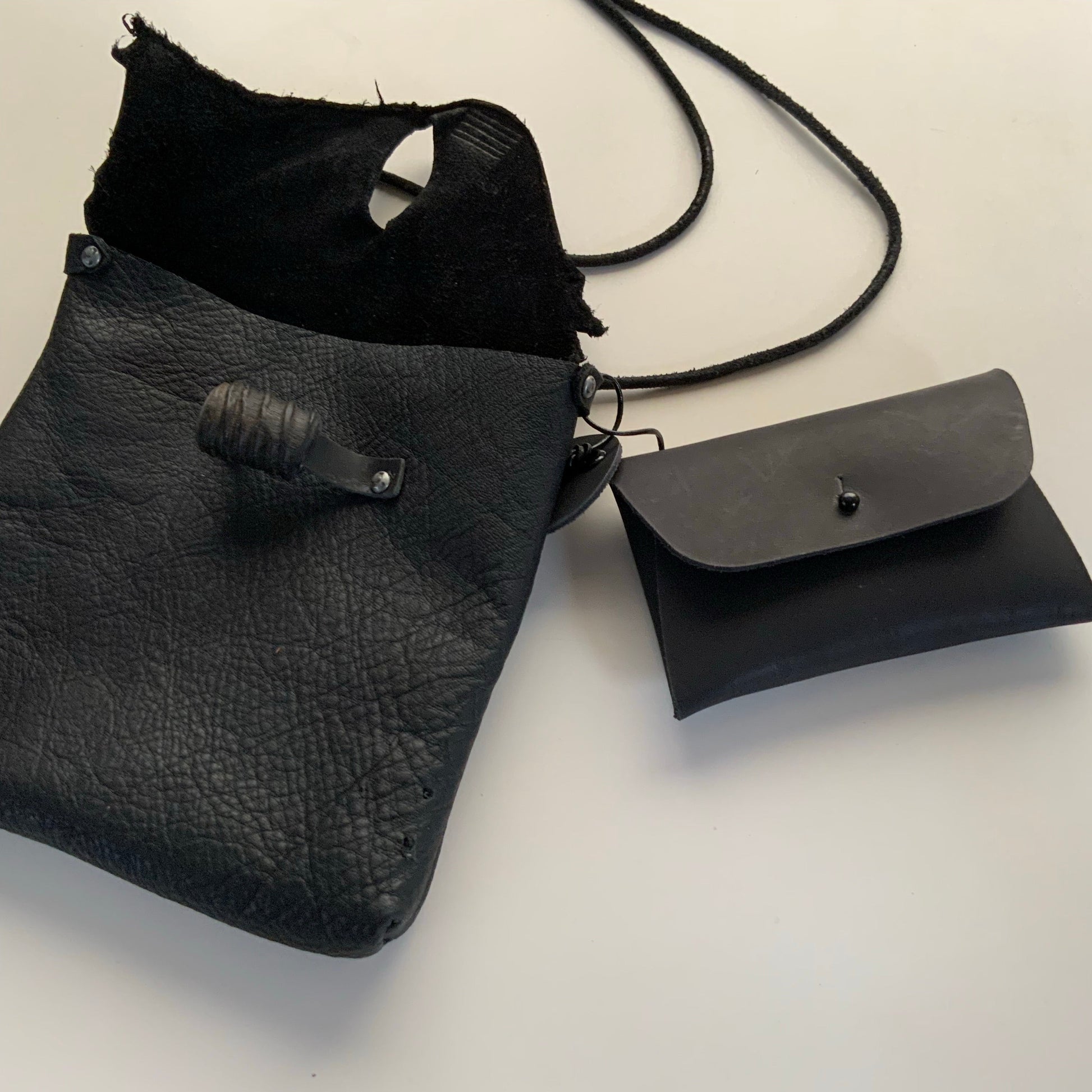 Small Leather Bag bag, Black, California, Handmade, leather, Montecito, unique, unisex, wallet The Merchant Studio LLC -Handbag & Wallet Accessories